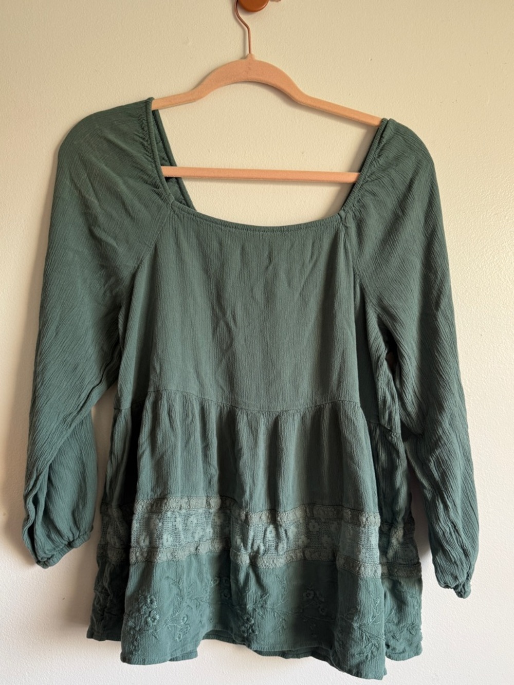 American Eagle Outfitters Sage Green Peasant Tunic Top